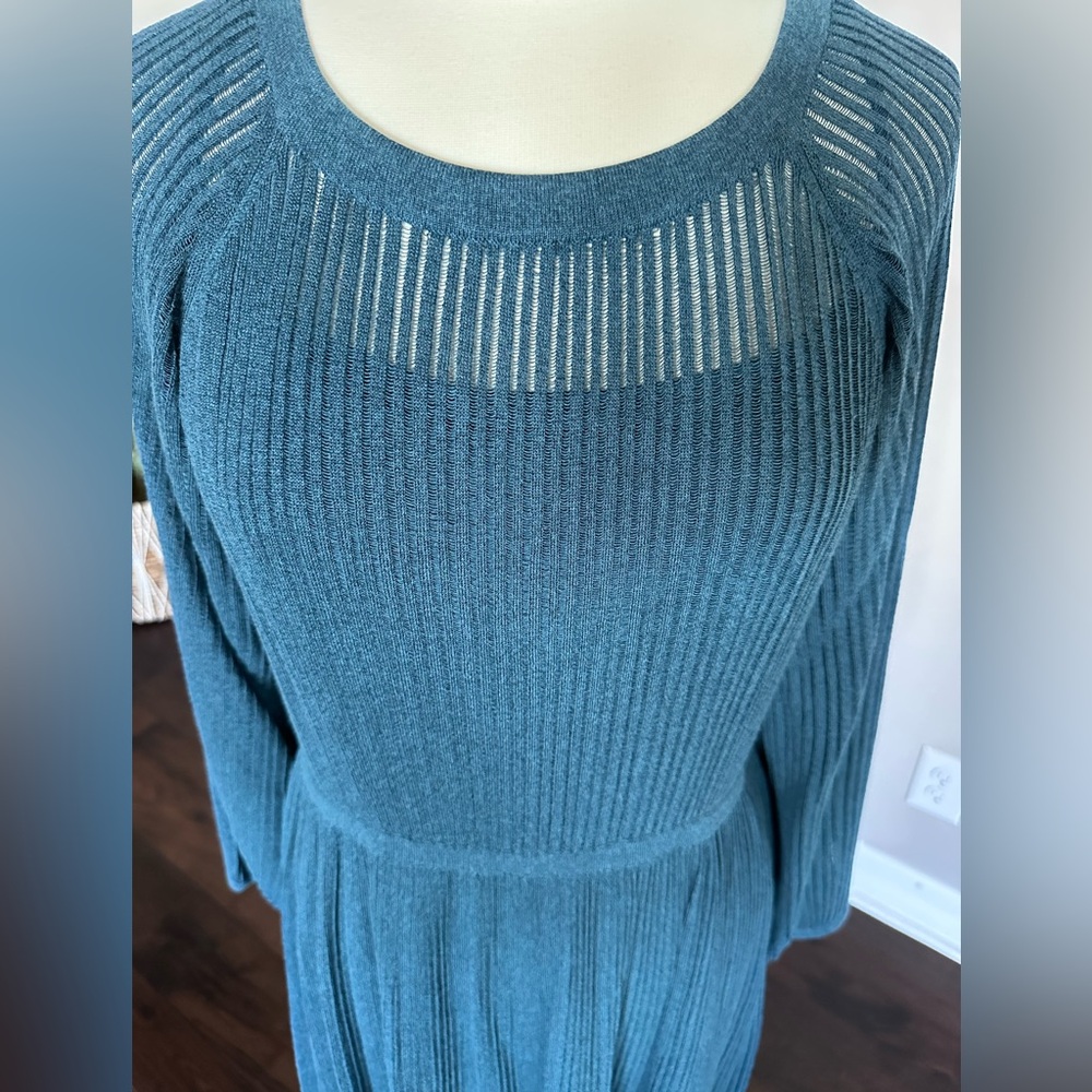 J. Crew x Point Sur Sweater Dress Cotton Ribbed Maxi Holiday Party Teal  XL - Picture 3 of 16